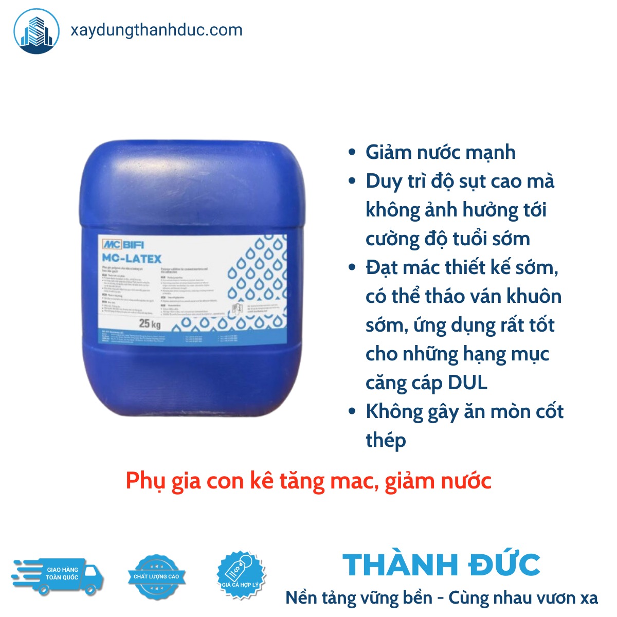 Phụ Gia  Con Kê Bê Tông - Tăng Mac Giảm Nước