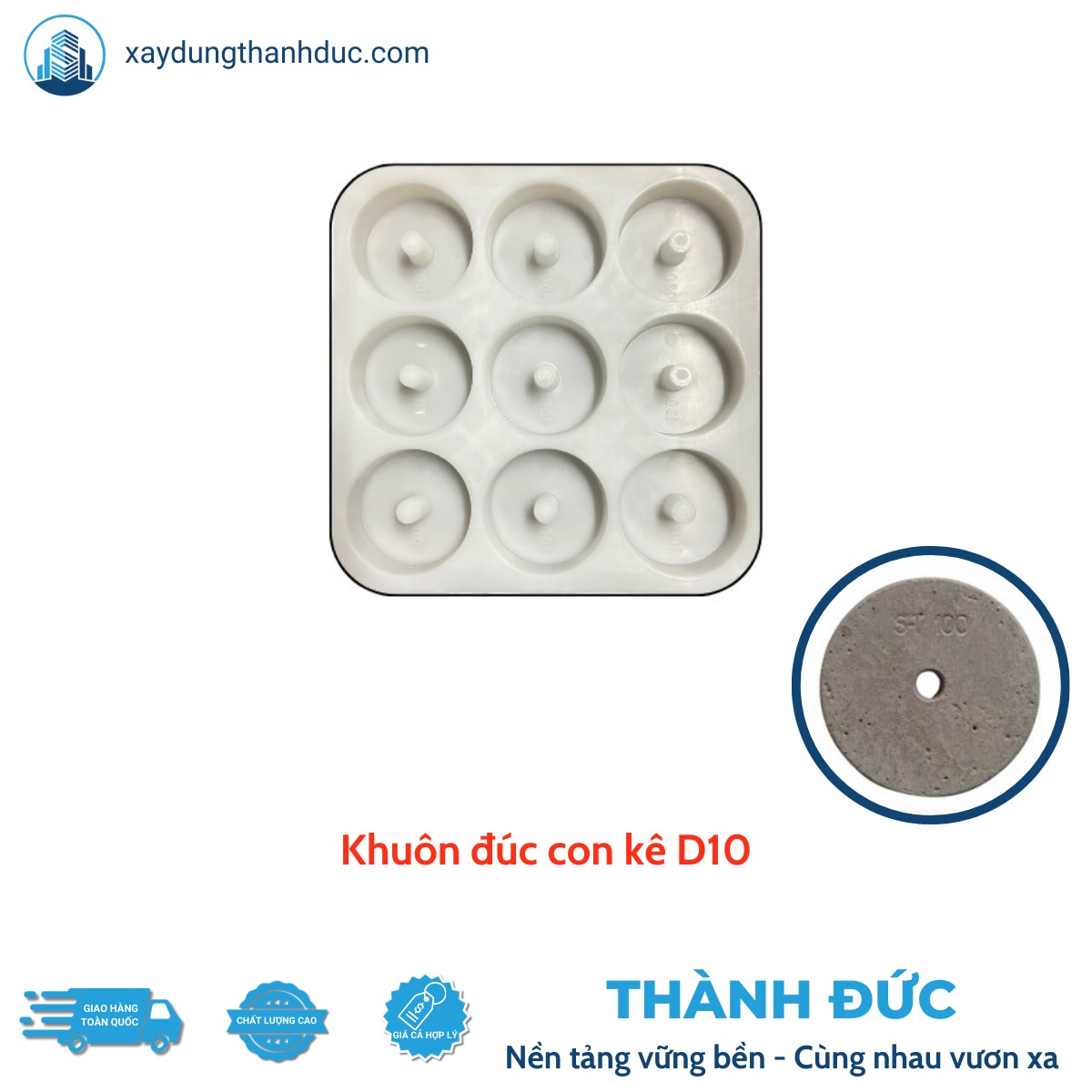 Khuôn Đúc Con Kê Cọc Khoan Nhồi D10 (100mm)