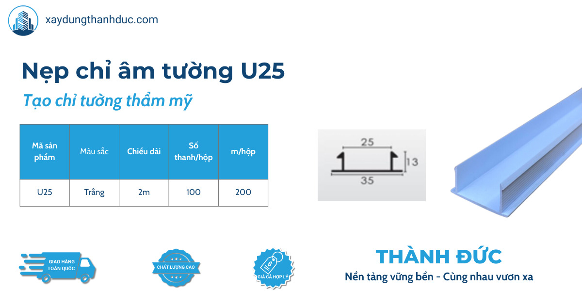 Ma san pham 4 - Nẹp Chỉ Tường U25