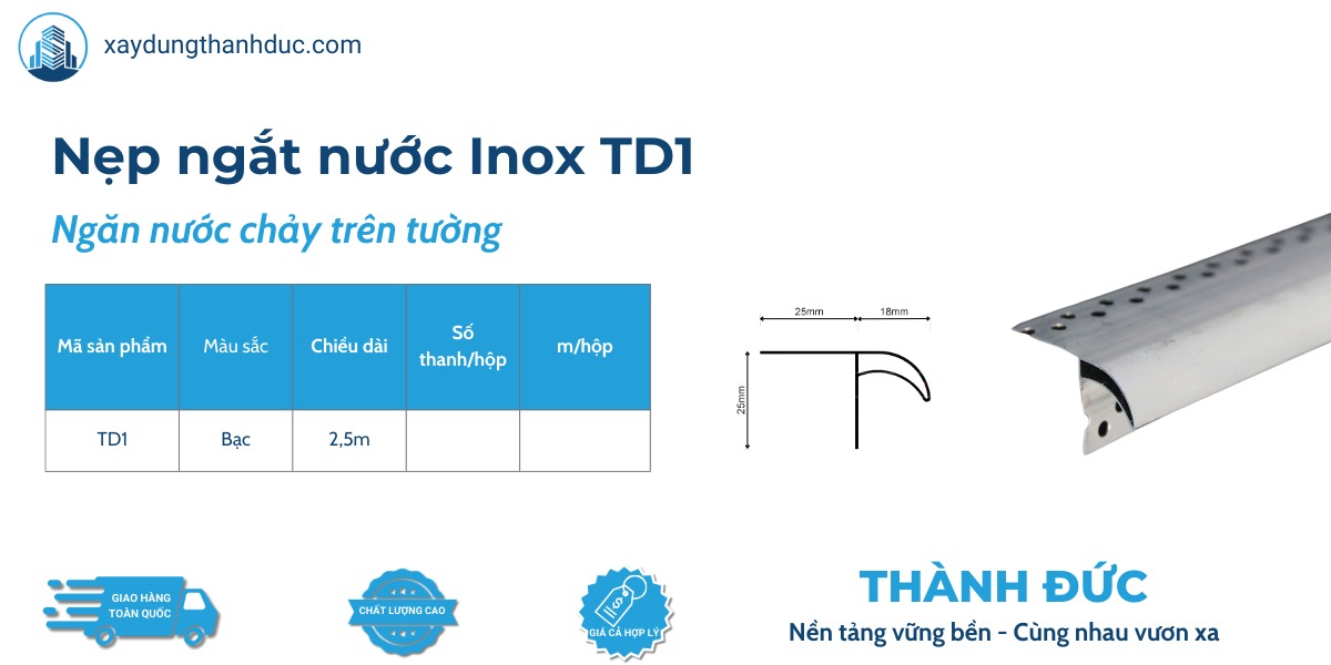 kich thuoc 3 - Nẹp Nhôm Ngắt Nước Mưa - TD1