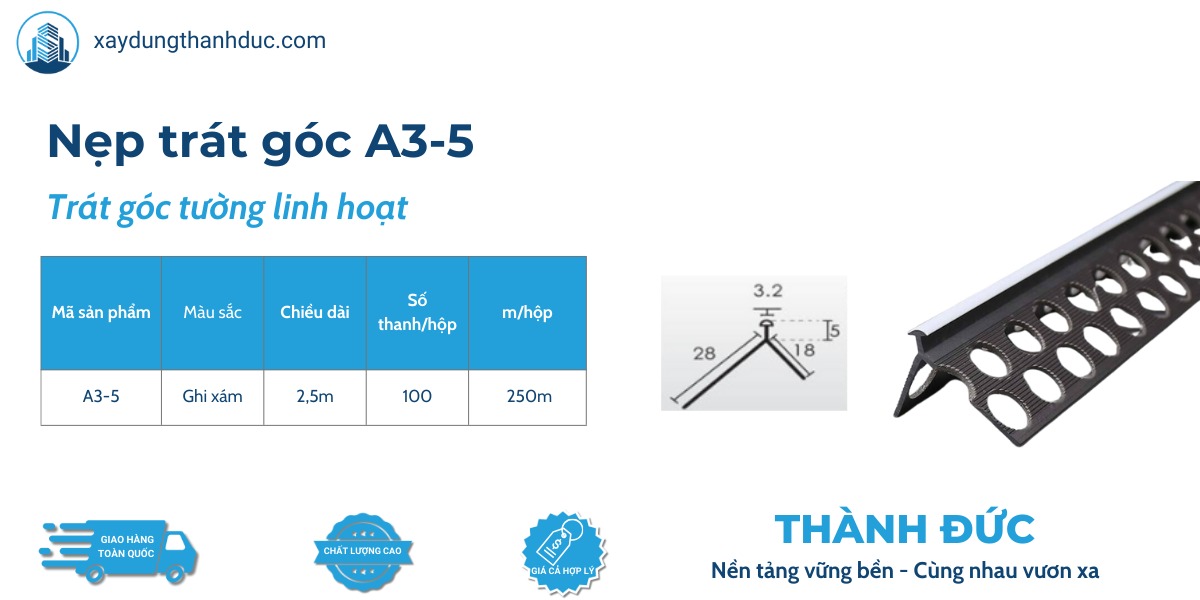 kich thuoc nep trat goc a3 5 - Nẹp Trát Góc A3-5