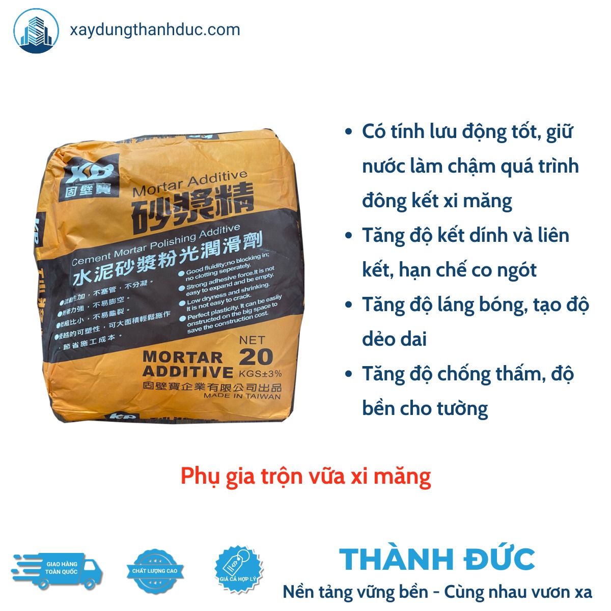 Phụ Gia Trộn Vữa Chống Nứt Tường - Giảm Co Ngót, Chống Thấm