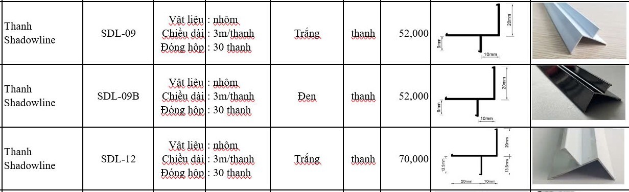 shadowline - Thanh nhôm Shadowline tạo hiệu ứng