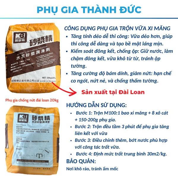Phụ Gia Trộn Vữa Chống Nứt Tường Thành Đức [Giá Tốt]