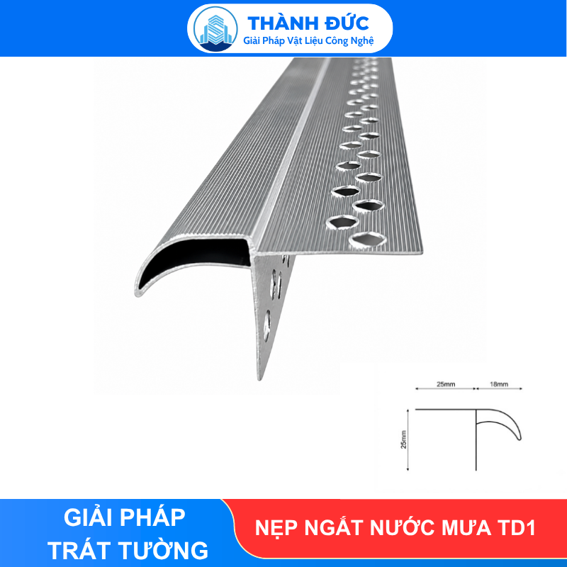 Nẹp Nhôm Ngắt Nước Mưa Thành Đức -TD1 Mỏ 2cm