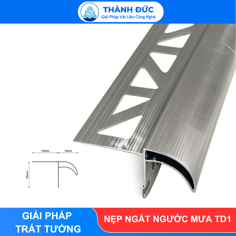 Nẹp Nhôm Ngắt Nước Mưa TD1 - Mỏ 2cm